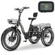 preview thumbnail 3 of 34, DoCred 20"x4" Fat Tire Electric Tricycle, 48V 500W with 7 Speed Ebike Black