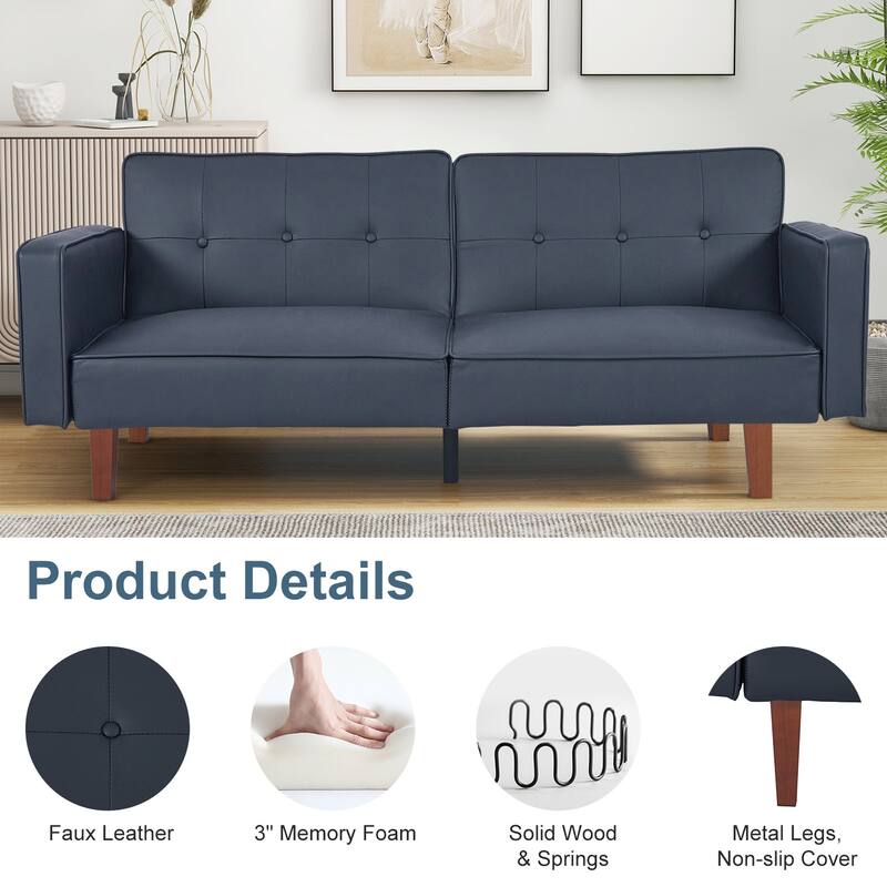 Futon Sofa Bed Couch Memory Foam Futon Convertible Couch Bed Sleeper for Living Room - 68.11"*30.11"*28.74"