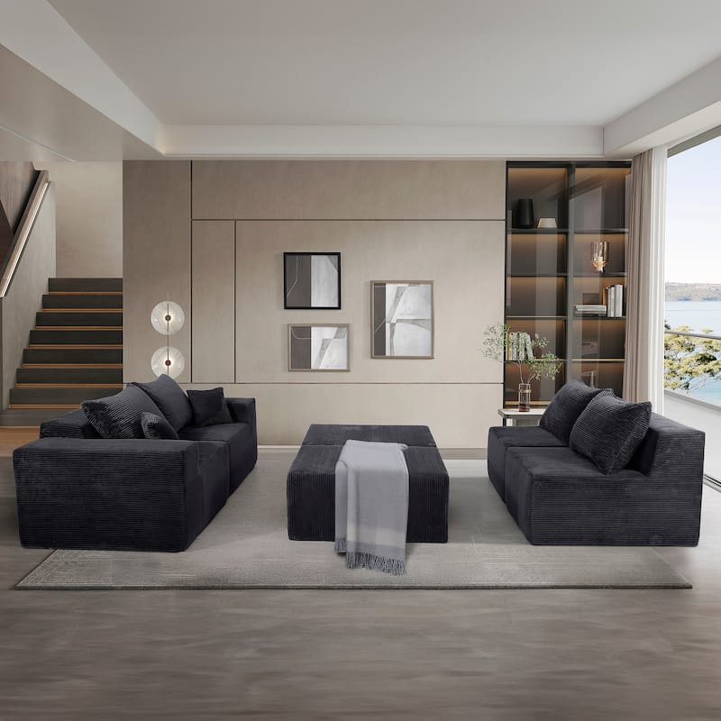 GDFStudio - 6-Piece Modular U-Shaped Sectional Sofa with Chaise Lounge