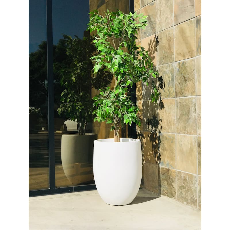 21.7"H Round Pure White Concrete Indoor Outdoor Modern Tall Planter - 17" W x 17" L x 21.7" H