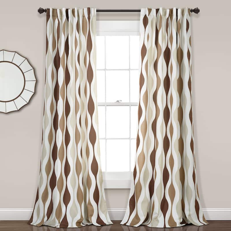 Lush Decor Mid Century Geo Room Darkening Window Curtain Panel Pair - 52"W x 84"L - Neutral