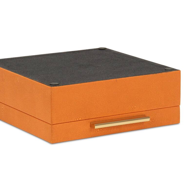 Faux Shagreen Storage Box Set - 10.5" - Orange - Set of 2