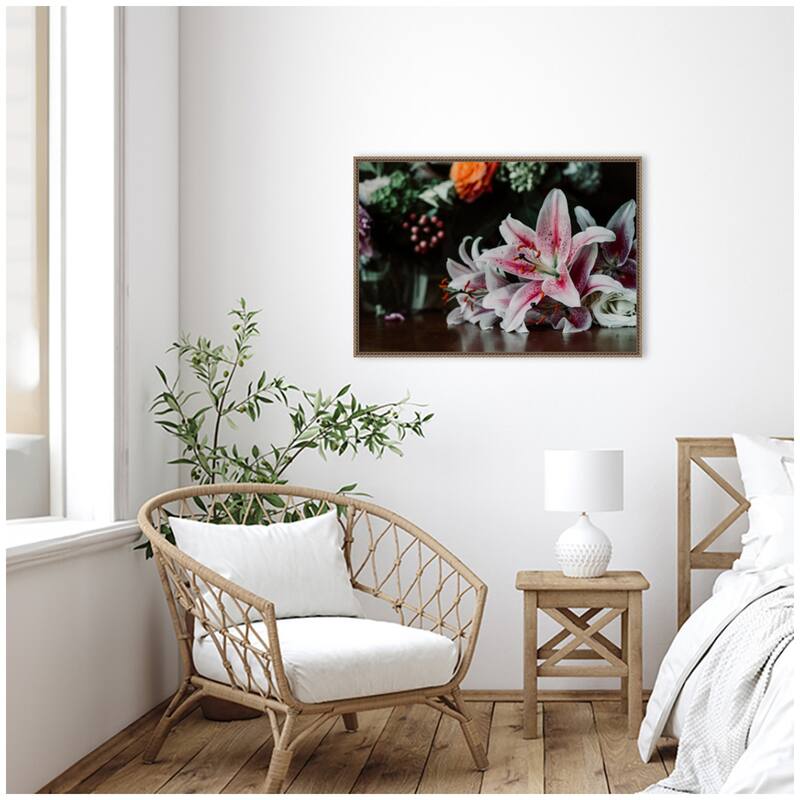 Kate and Laurel Sylvie Dark Lily Framed Canvas by Alicia Abla