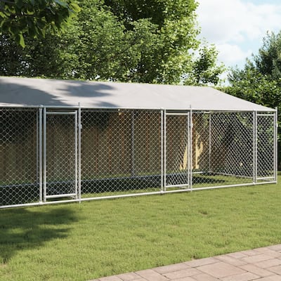 vidaXL Dog Cage Grey Galvanized Steel. Water-resistant Fabric Extra Large