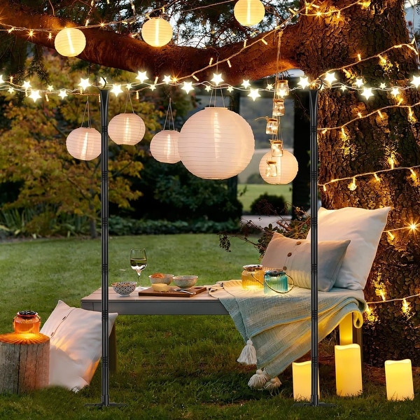 Suchtale String Light Poles with Hooks Outdoor Metal String Lights with 5 Prong Fork Bed Bath Beyond 39507921