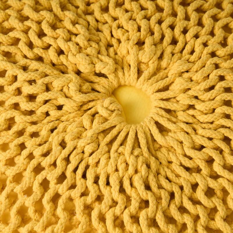 Nahunta Modern Knitted Cotton Round Pouf by Christopher Knight Home