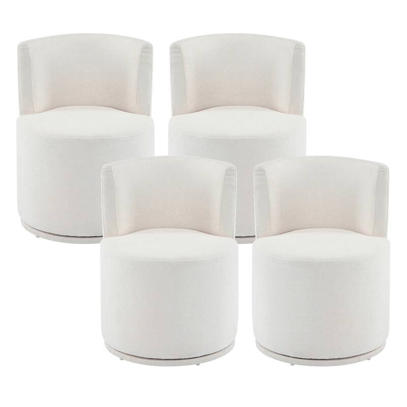 Roomfitters Modern Swivel Upholstered Side Chair for Vanity or Living Room, Beige Fabric - Set of 4