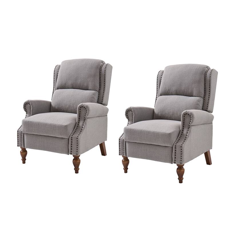 Terri Traditional Roll Arm Manual Recliner with Solid Wood Legs Set of 2 by HULALA HOME