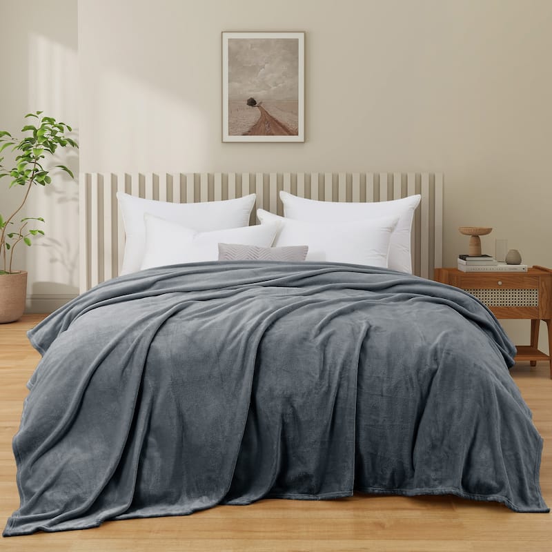 Lightweight Plush Fuzzy Flannel Blanket, Rversible Soft Throw Blanket