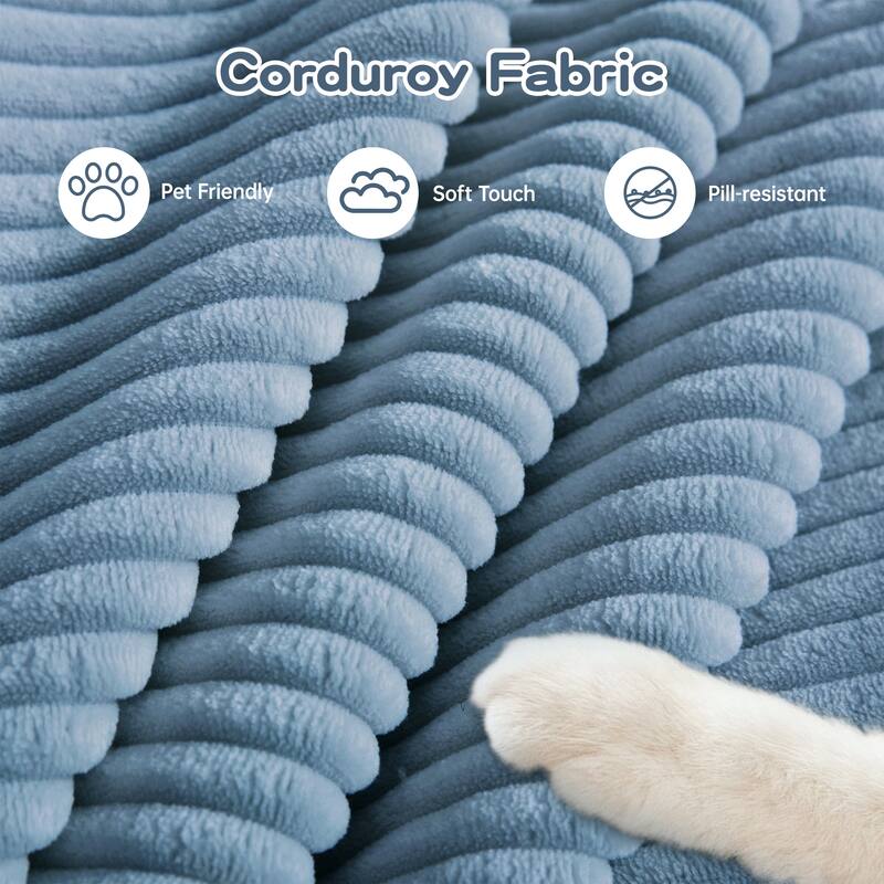 92" Oversized Corduroy Couch for Living Room, Upholstered Loveseat Sofa with Wide Armrests and Throw Pillows for Apartment