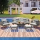 preview thumbnail 1 of 7, Outdoor Wicker 6-piece Sofa Set with Double Cushions Grey+Beige