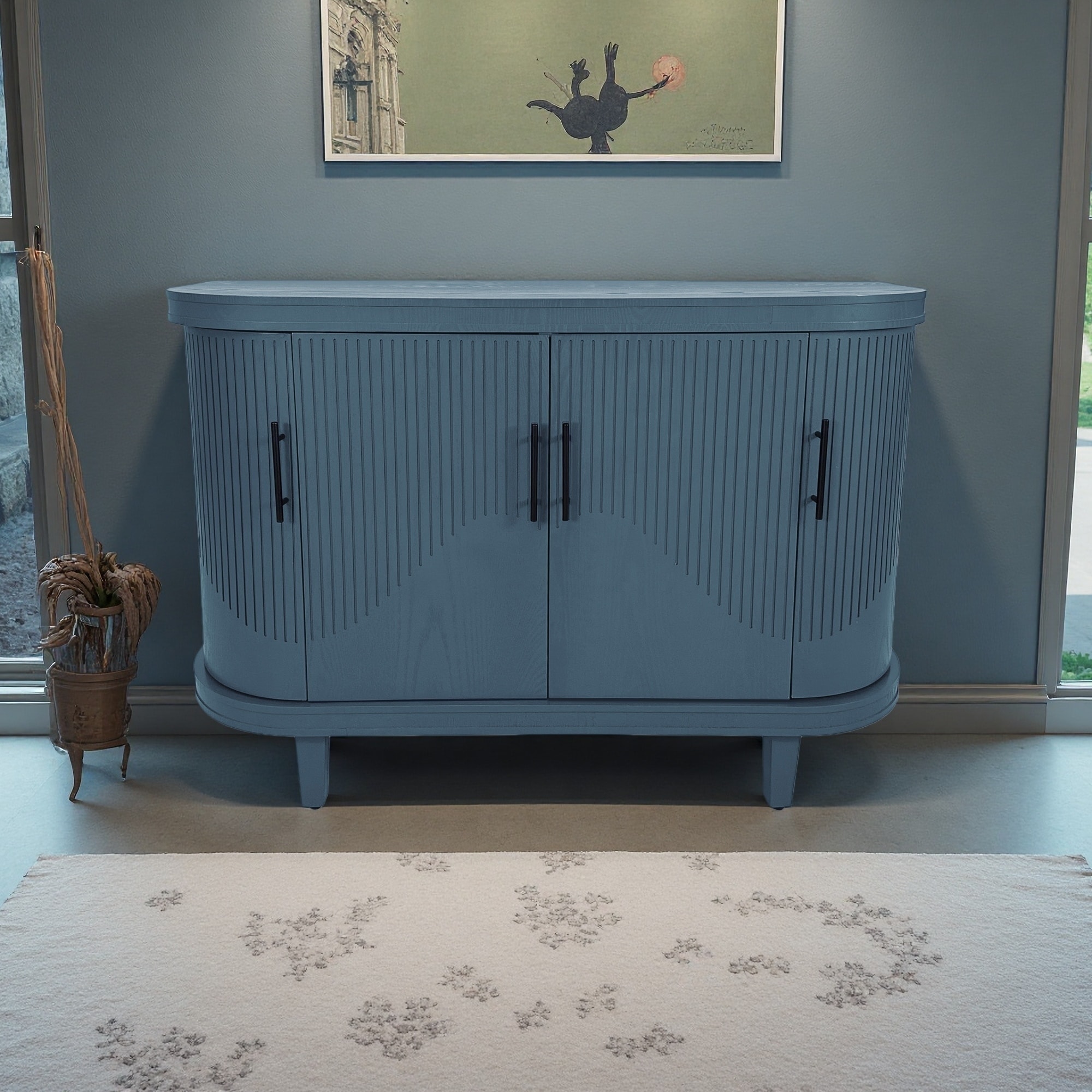 47.2" Modern Curved 4-Door Sideboard with Adjustable Shelves