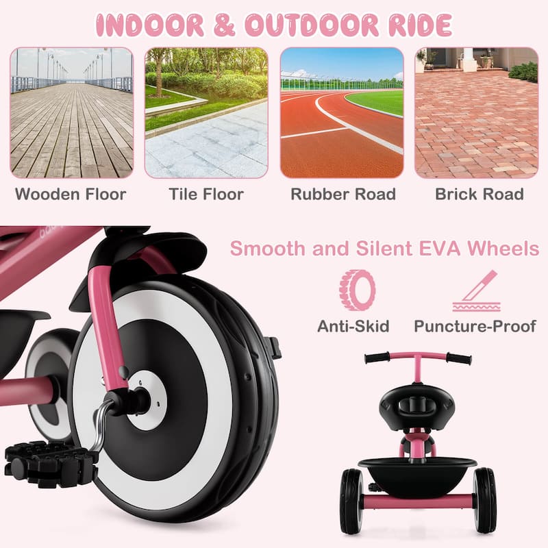 Babyjoy Toddler Tricycle Kids Trike with Adjustable Seat Front & Rear - See Details
