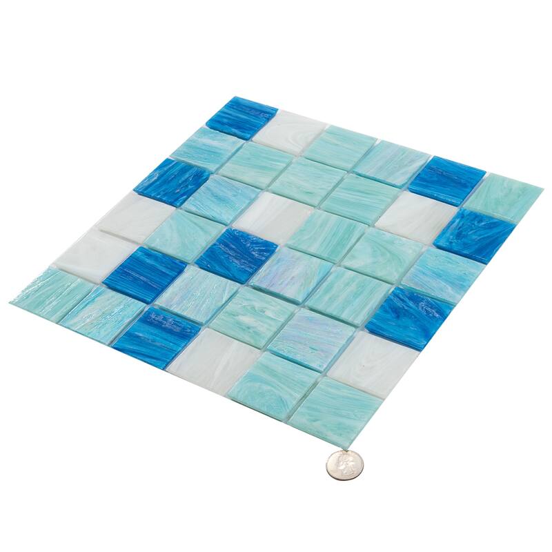 Apollo tile 12" x 12" Mingles Glossy Green White Glass Tile (20 sq ft/case) - 20 Pack