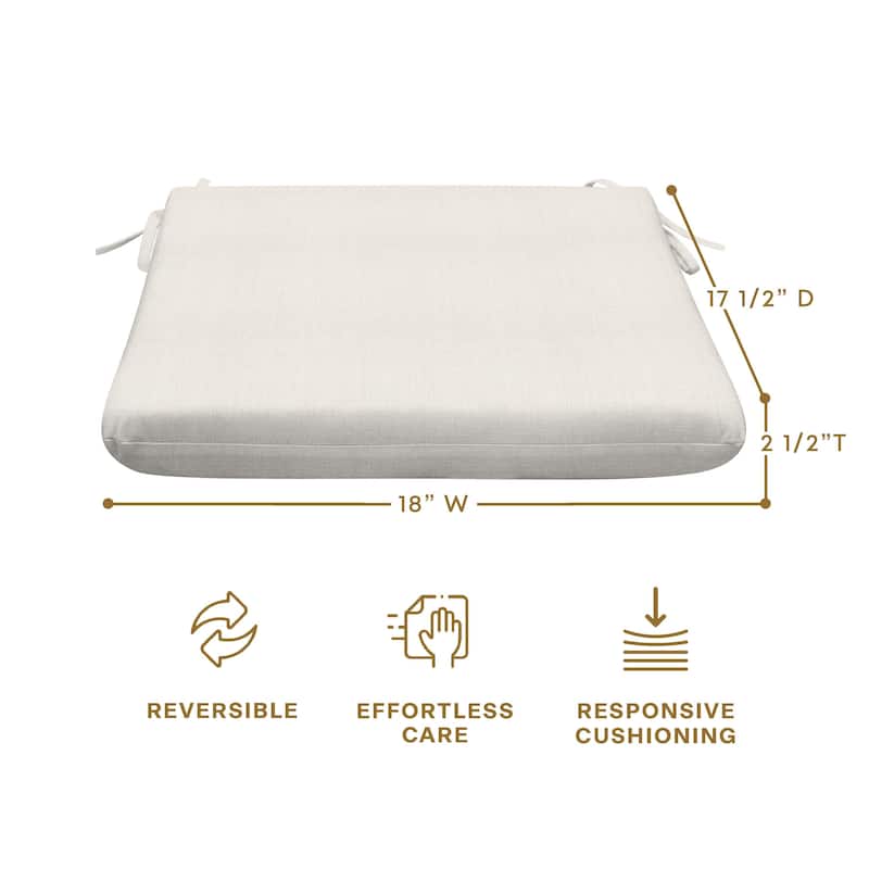 Outdoor Universal Seat Cushion (2-Pack) - 18" wide x 17.5" deep x 2.5" thick