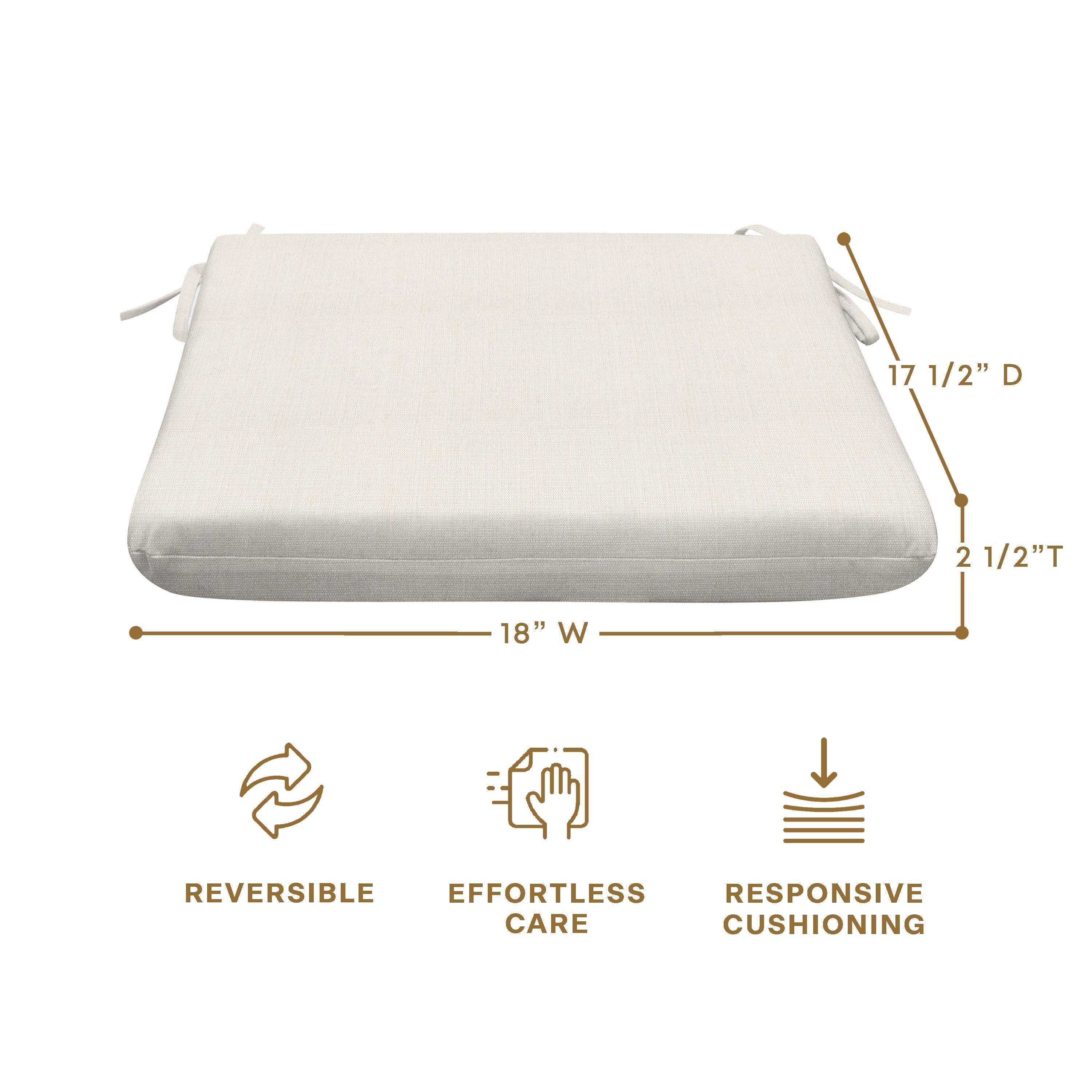 Outdoor Universal Seat Cushion (2-Pack) - 18" wide x 17.5" deep x 2.5" thick