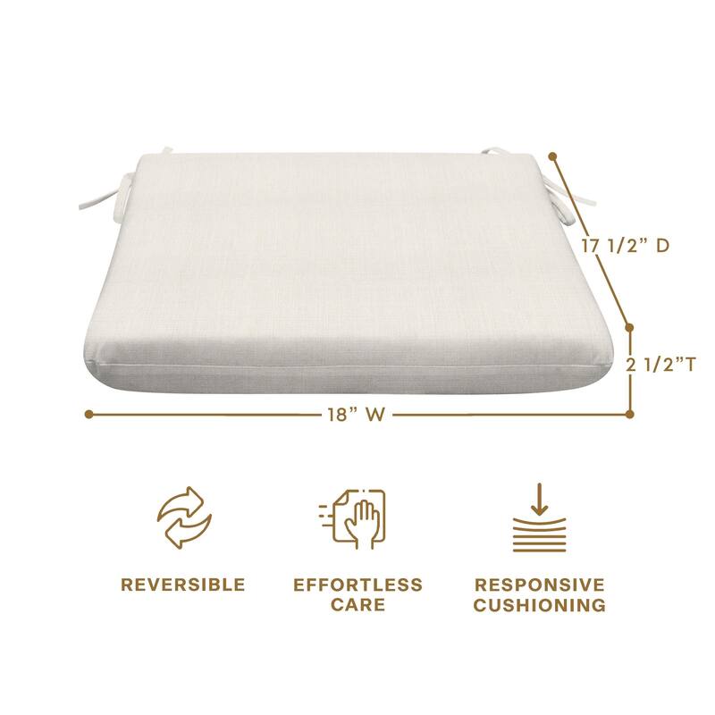 Outdoor Universal Seat Cushion (2-Pack) - 18" wide x 17.5" deep x 2.5" thick