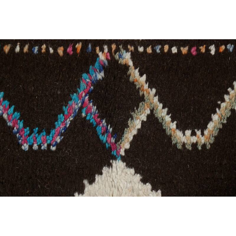 Geometric Tribal Moroccan Area Rug Hand-knotted Oriental Wool Carpet - 5'10" x 9'7"