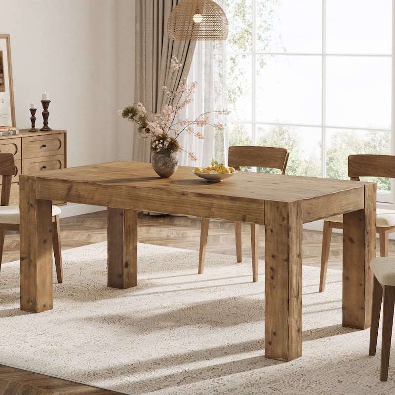 63" Solid Wood Kitchen Dining Table for 4-6 People - Brown