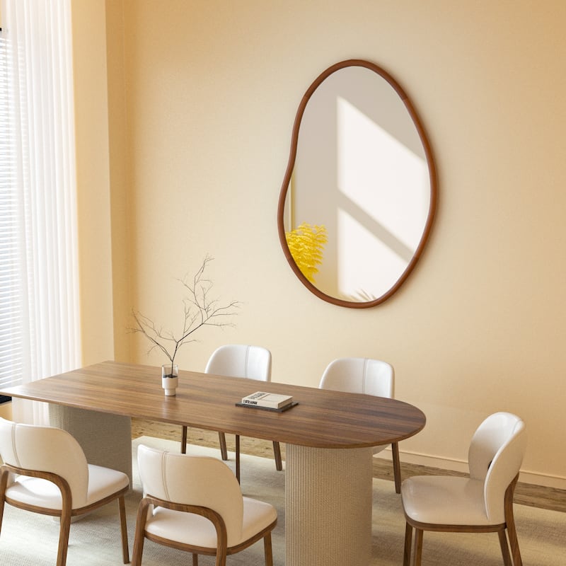 Asymmetrical Decorative Wall Mirror Irregular Wood Frame