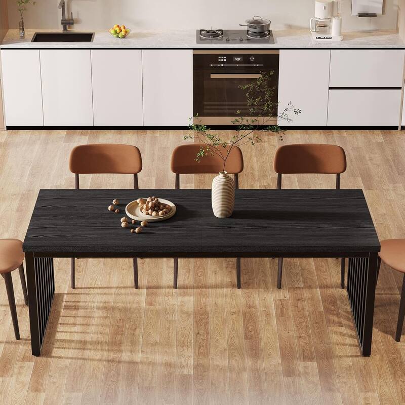 78.74" Industrial Long Rectangle Dining Table, Wood Kitchen Table for Living/Dining Room