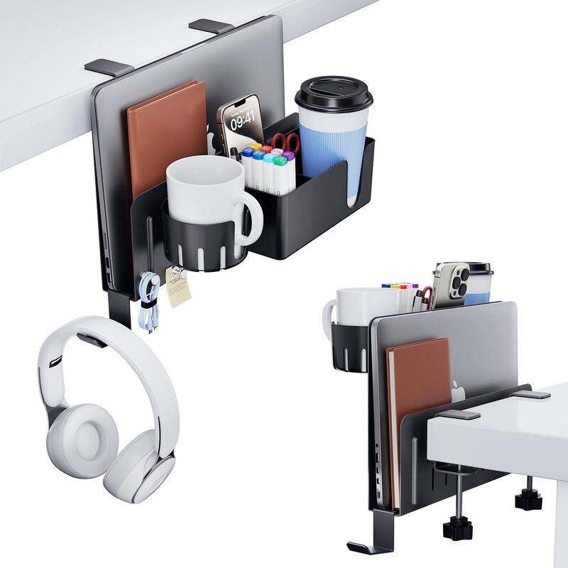 Under Desk Laptop Holder Storage - 12.87"D x 9.37"W x 3.85"H