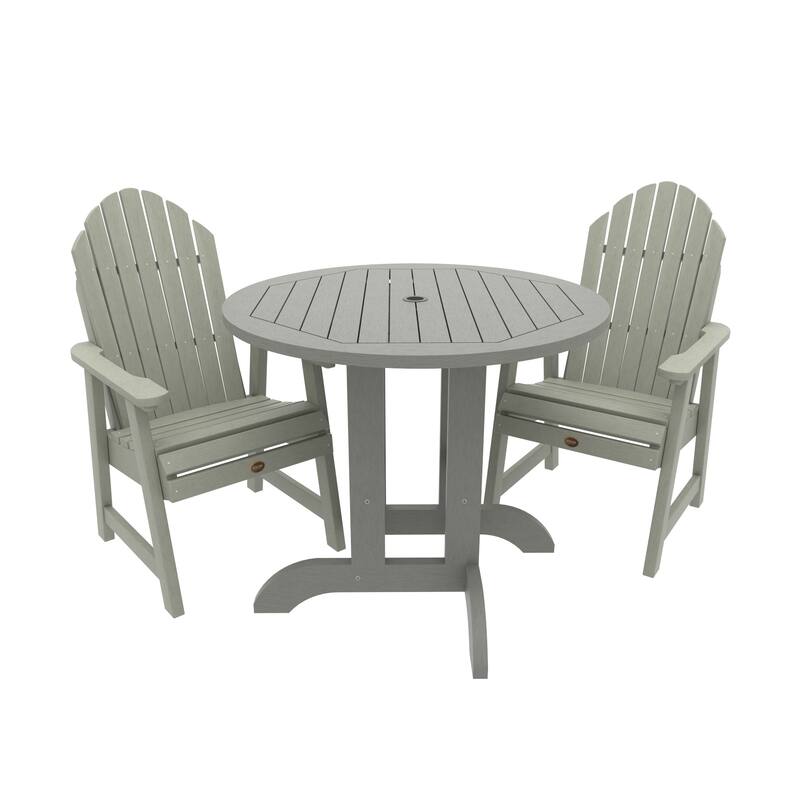 Highwood Commercial 3-Piece Muskoka Adirondack 36" Bistro Dining Set - Eucalyptus
