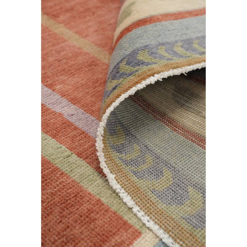 Hand Knotted Oriental 100% Wool Carpet Modern Geometric Oranges & Rust Gabbeh Area Rug - 12' 3'' X 9' 2''
