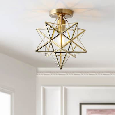Modern Gold 1-Light Moravian Star Geometric Ceiling Lighting Fixture