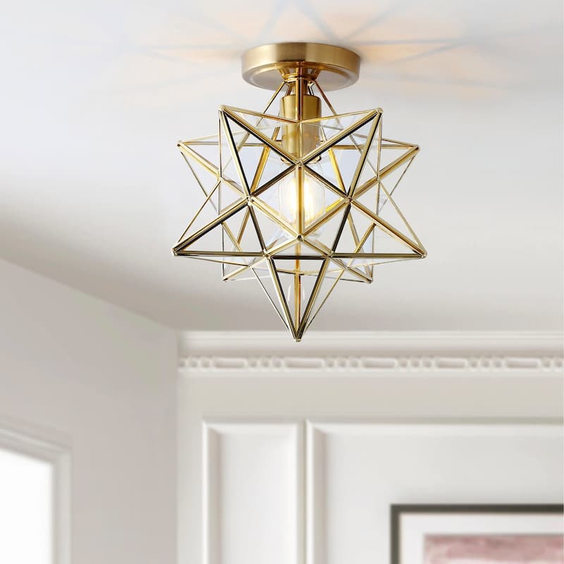 Modern Gold 1-Light Moravian Star Geometric Ceiling Lighting Fixture - Gold