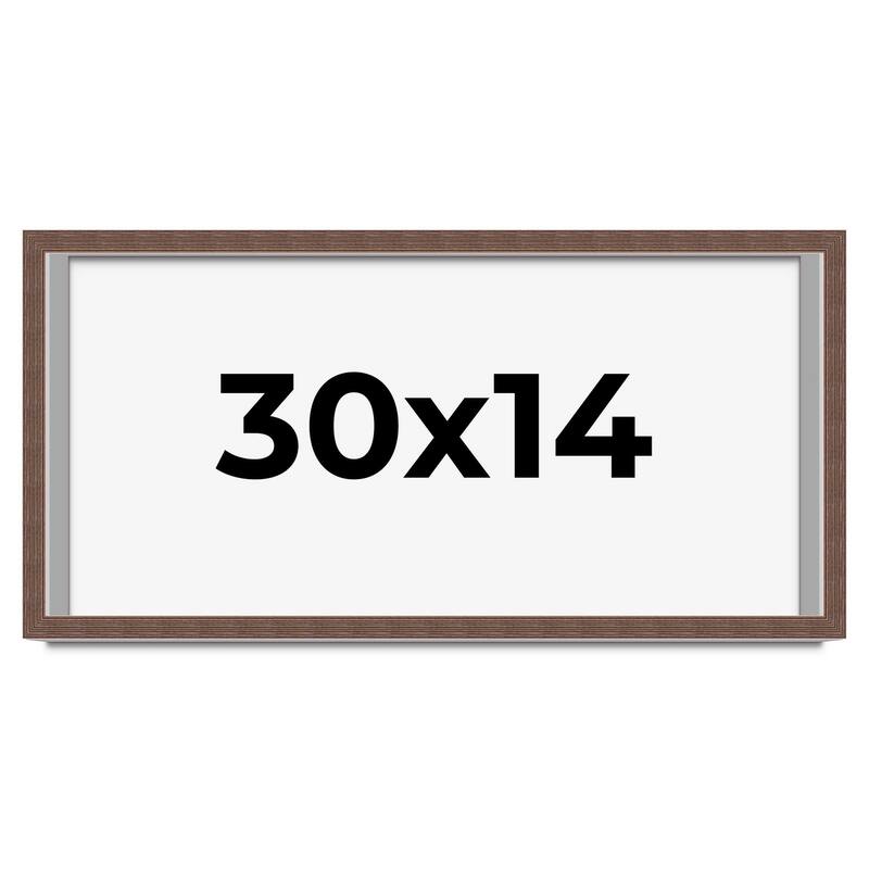 30x14 Shadow Box Frame Brown | 1.125 inches Deep Real Wood Rustic