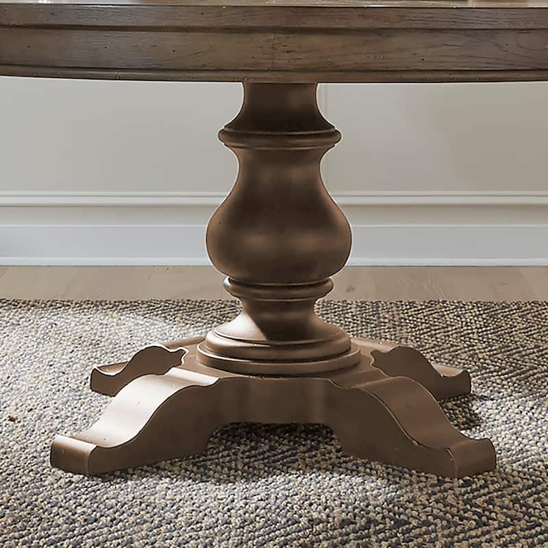 Americana Farmhouse Dusty Taupe Pedestal Table Set with Dining Chairs Options
