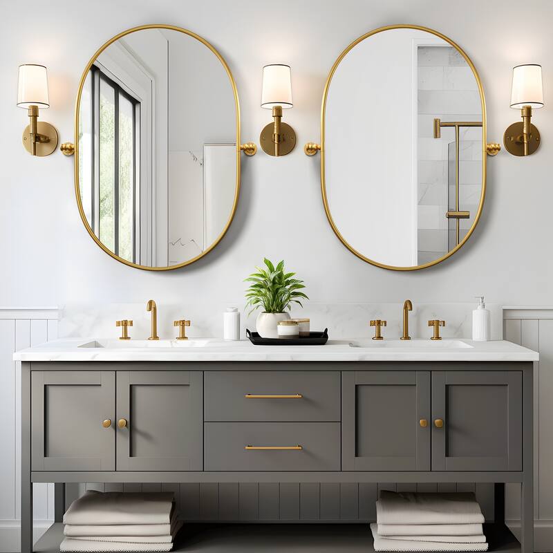 Iron Frame Arc-shaped Wall Mirror Accent Mirror(Set Of 2) - 32*23 - Gold