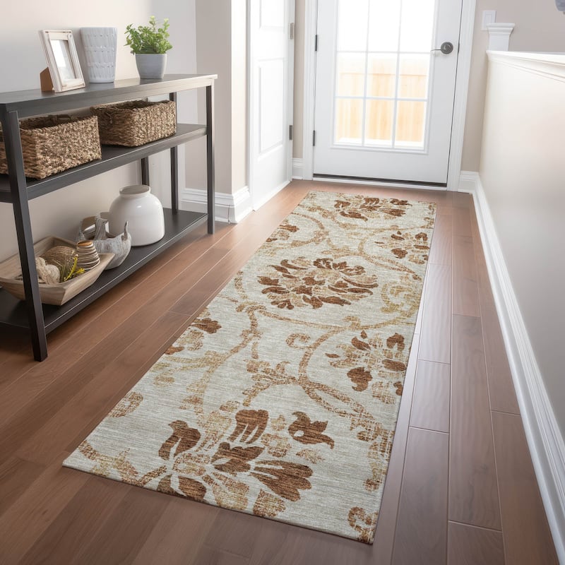 Premium Washable Super Soft Persian Floral Mayfield Rug - Terracotta - 2' 3" x 7' 6" - Runner