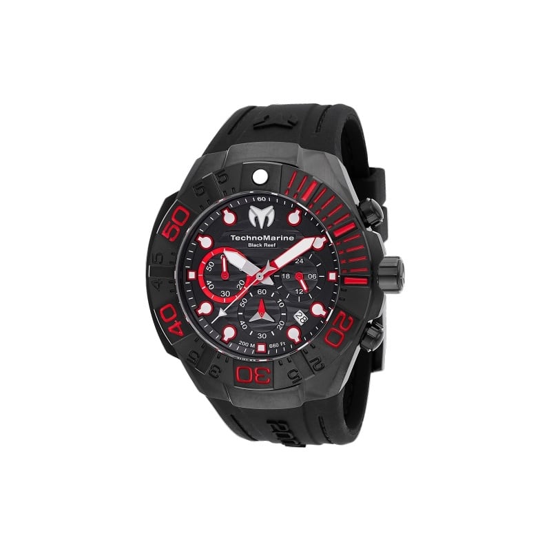 Technomarine Men's TM-523010 Reef Quartz Chronograph Black Dial Watch - Silver
