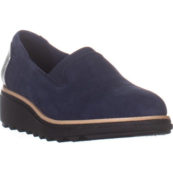 clarks suede slip on loafers