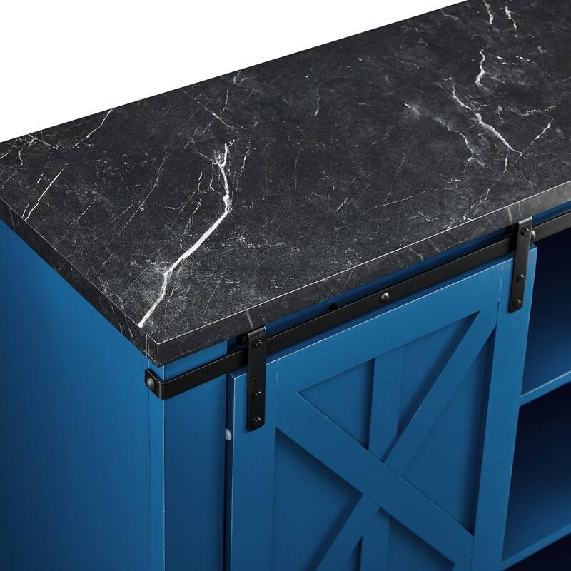 37 in. Barn Door Buffet Bar Cabinet with Wine Rack