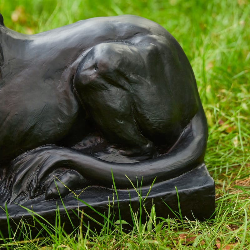Glitzhome MGO Vintage Sitting & Lying Lion Guardian Garden Statue Porch Sculpture Indoor Outdoor