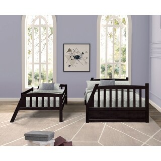 Solid Wood Twin Over Full Bunk Bed with Two Storage Drawers, Espresso ...