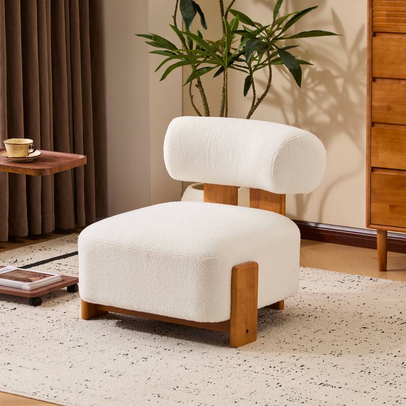 Christopher Knight Home - Mid-Century Fabric Accent Chair with Curved Backrest and Solid Rubberwood Frame