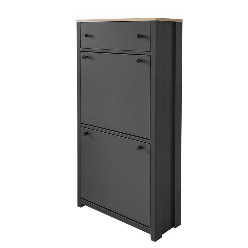 Entryway Organizer Shoe Cabinet with 2 Flip Drawers & Adjustable Panels for Storage and Organization