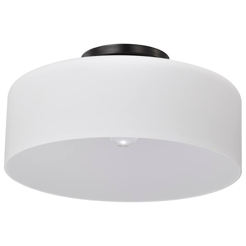 Warren - 13 Inch Semi Flush Mount - Gun Metal with Satin White Glass - Gun Metal
