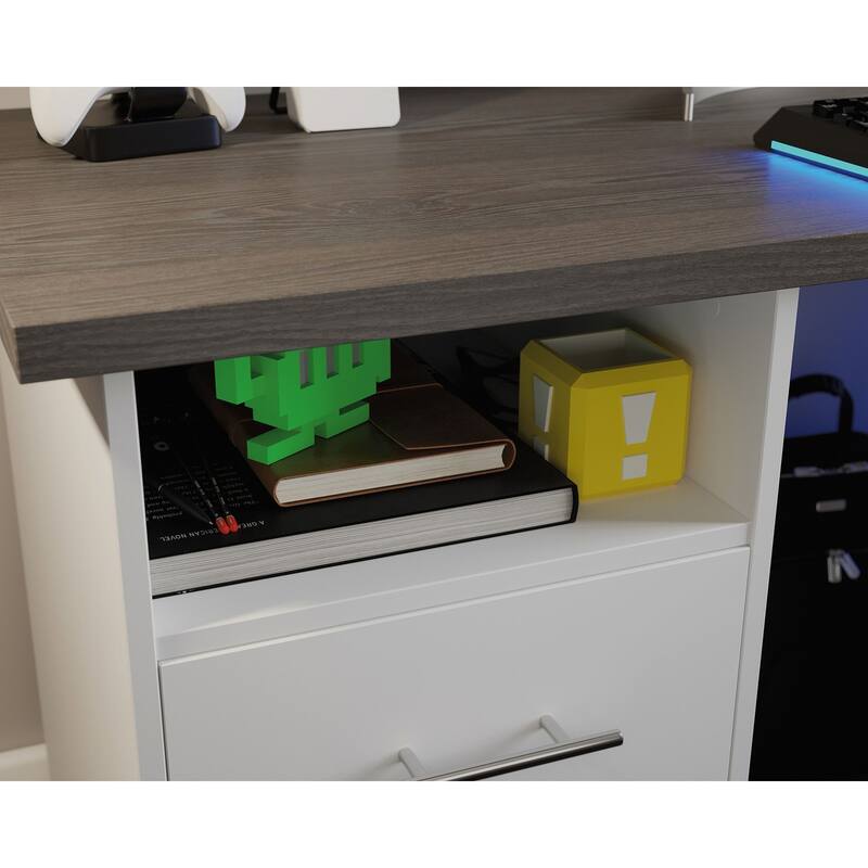 Gaming Desk 60" Top Open And Drawer Ped