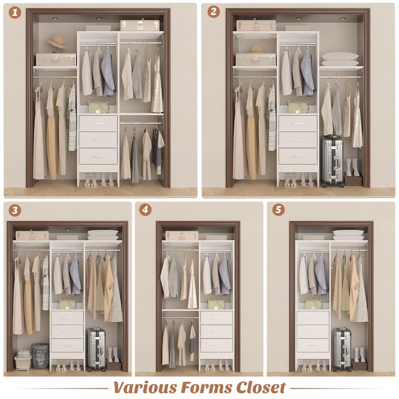 4FT Kid's Closet Syatem with Fabric Drawers for Small Closet, Closet Organizer for Walk-in/ Reach-in Closet
