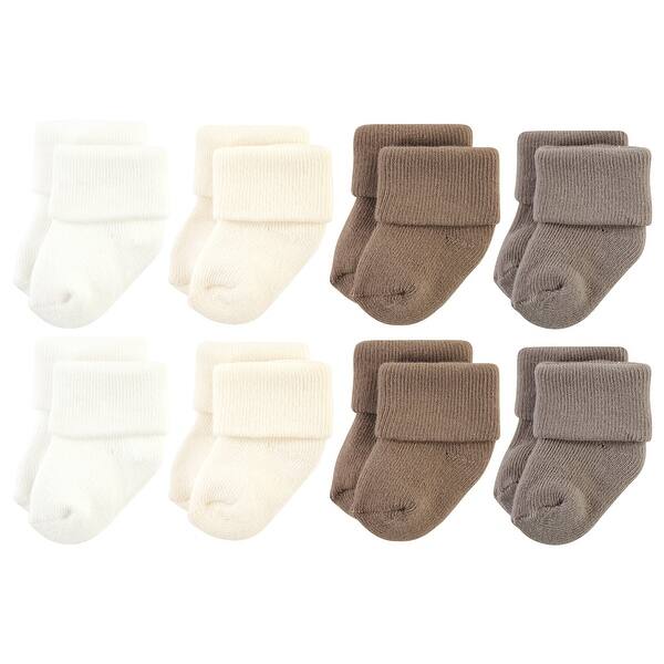 slide 1 of 1, Hudson Baby Cotton Rich Newborn and Terry Socks, Solid Beige Brown 6-12 Months - Solid Beige Brown
