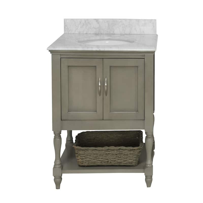 KitchenBathCollection Beverly 30" BathroomVanity w/ Carrara Marble Top