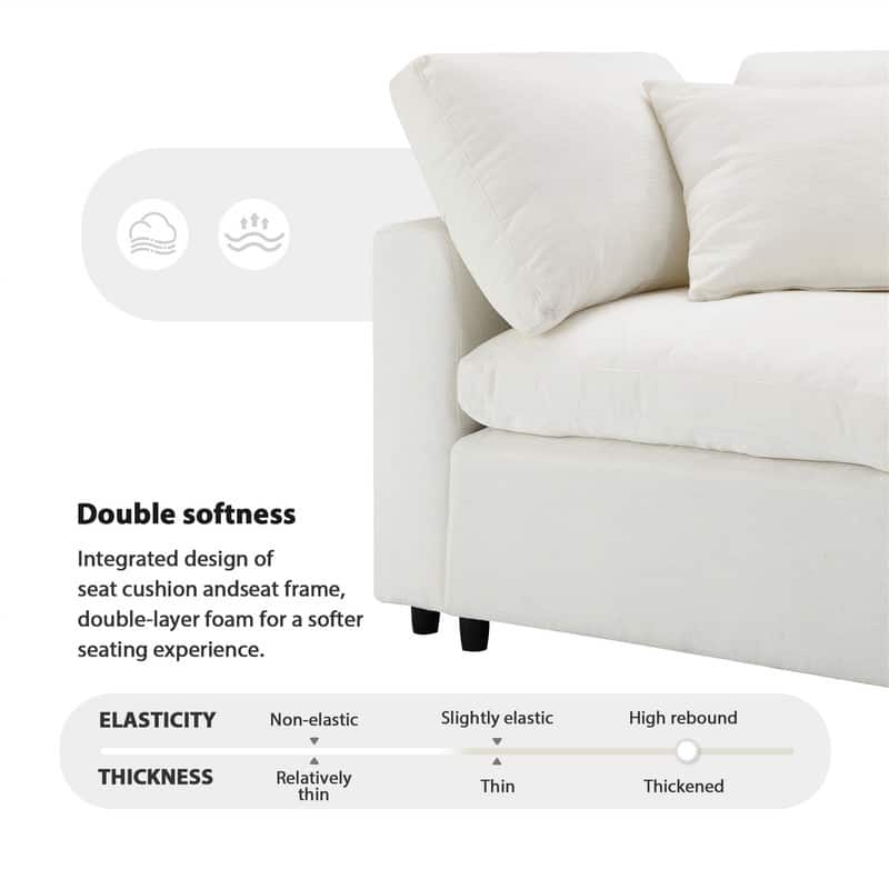 Modern Modular U-Shaped Sectional Sofa, Convertible Cloud Sleeper Sofa Bed, 6 Seat Chenille Sectional Couch Set with Ottoman