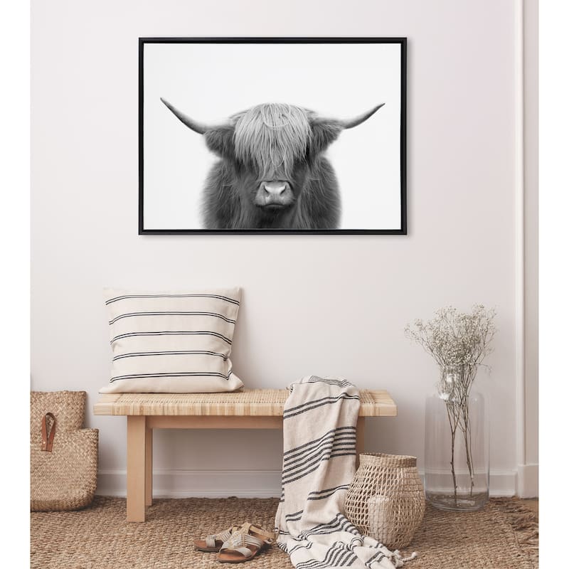 Kate and Laurel Sylvie Cow Framed Canvas by The Creative Bunch Studio