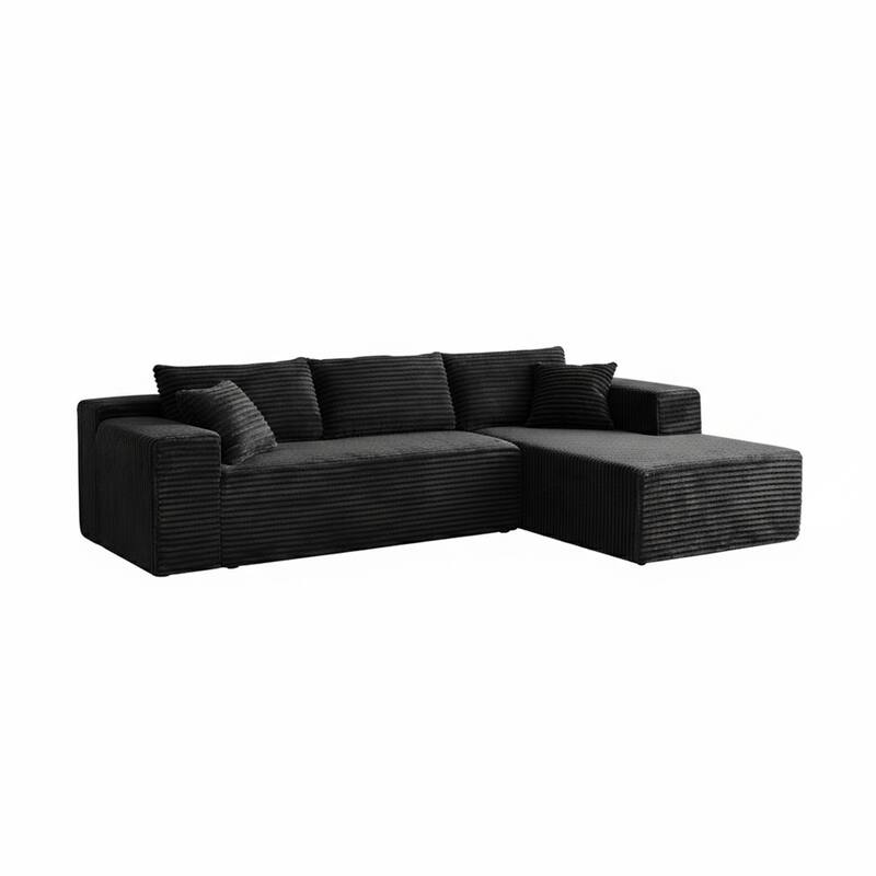 103.54" Flannel L-Shaped High-Density Modern Modular Sectional Sofa with Chaise & Pillows