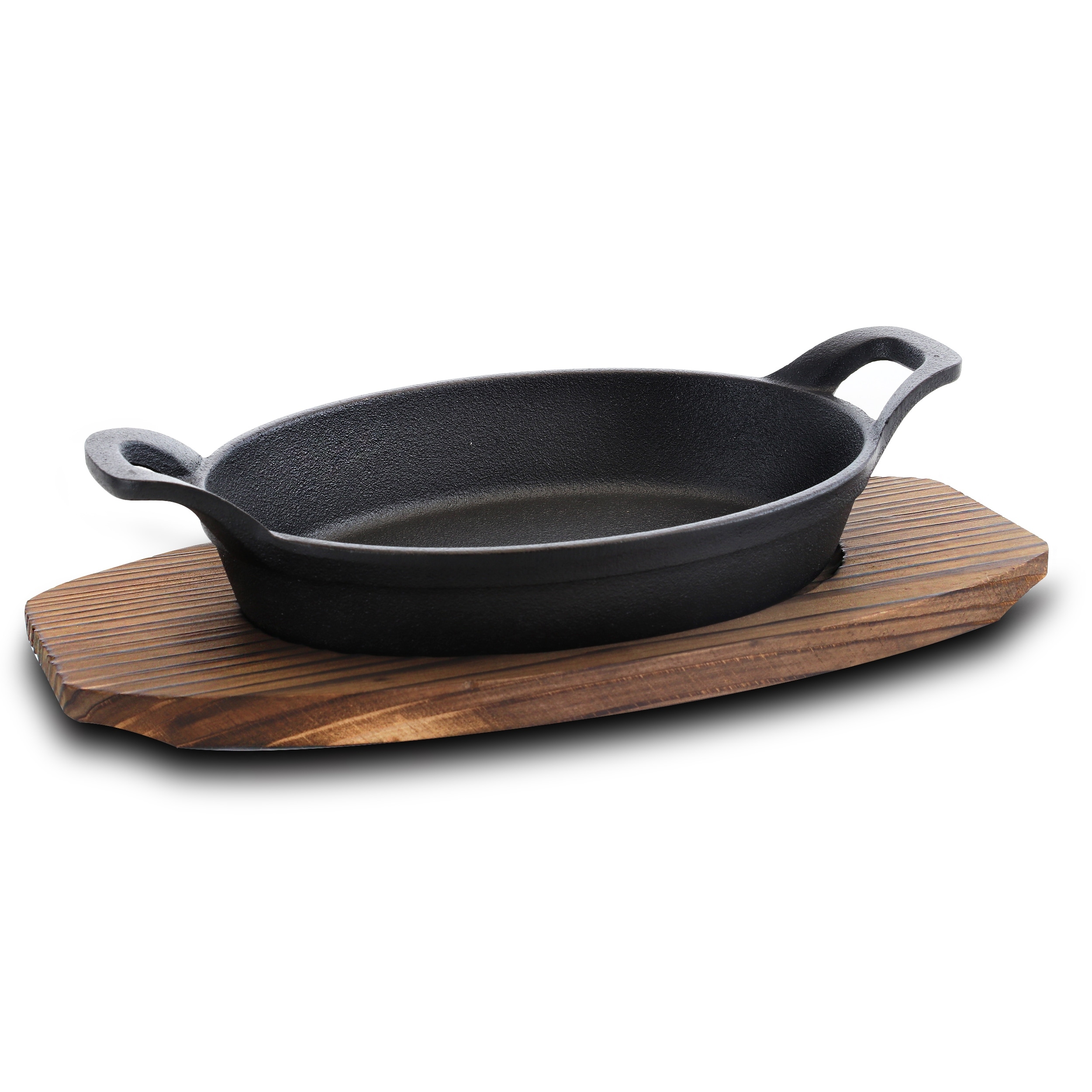 General Store Addlestone 2Pc 10In Oval Cast Iron Server w/Furwood Base